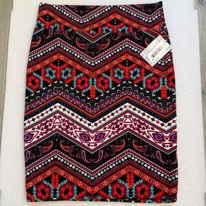 LuLaRoe Multicolor Aztec Chevron Pencil Skirt XL NWT